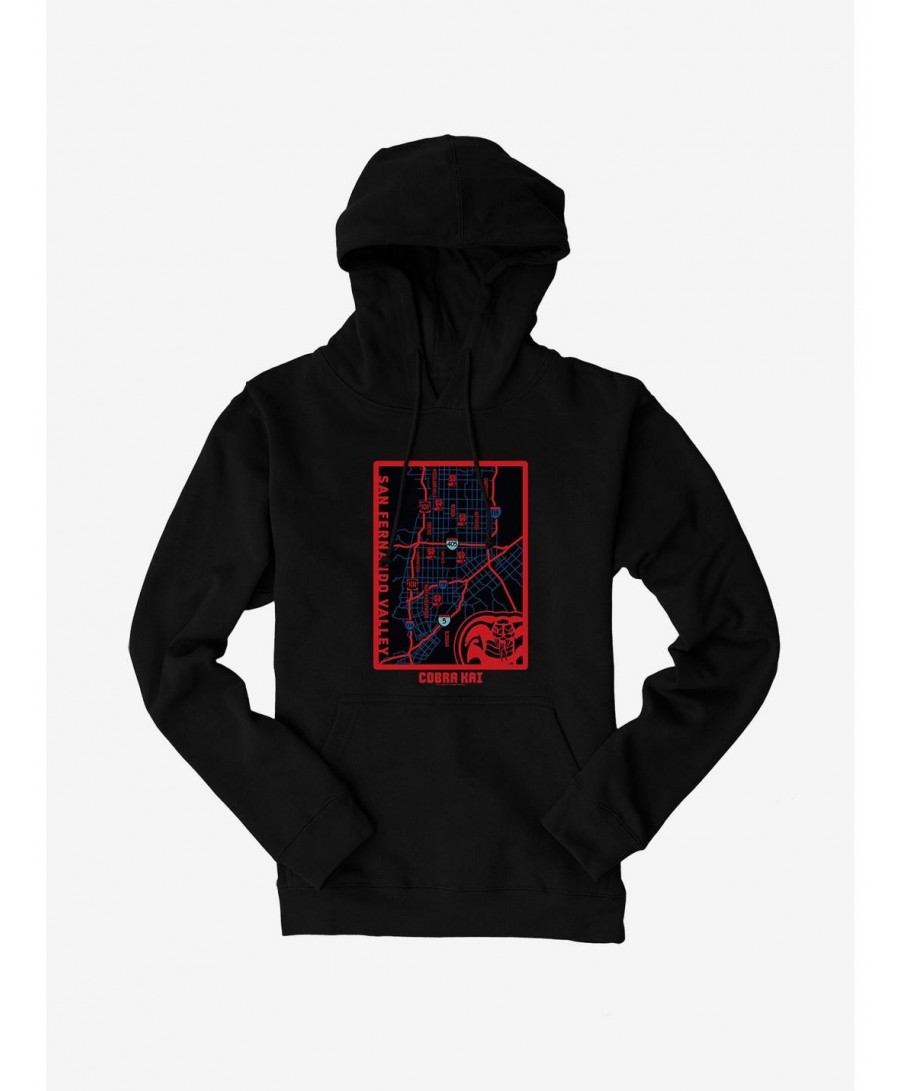 Discount Sale Cobra Kai San Fernando Valley Map Hoodie $10.78 Hoodies