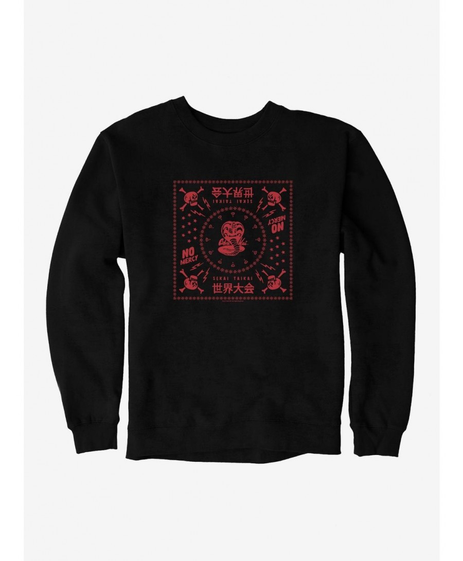 Discount Sale Cobra Kai Snake No Mercy Sekai Taikai Sweatshirt $14.46 Sweatshirts