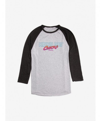 Exclusive Price Cobra Kai Kicks Get Chicks Raglan $8.55 Raglans