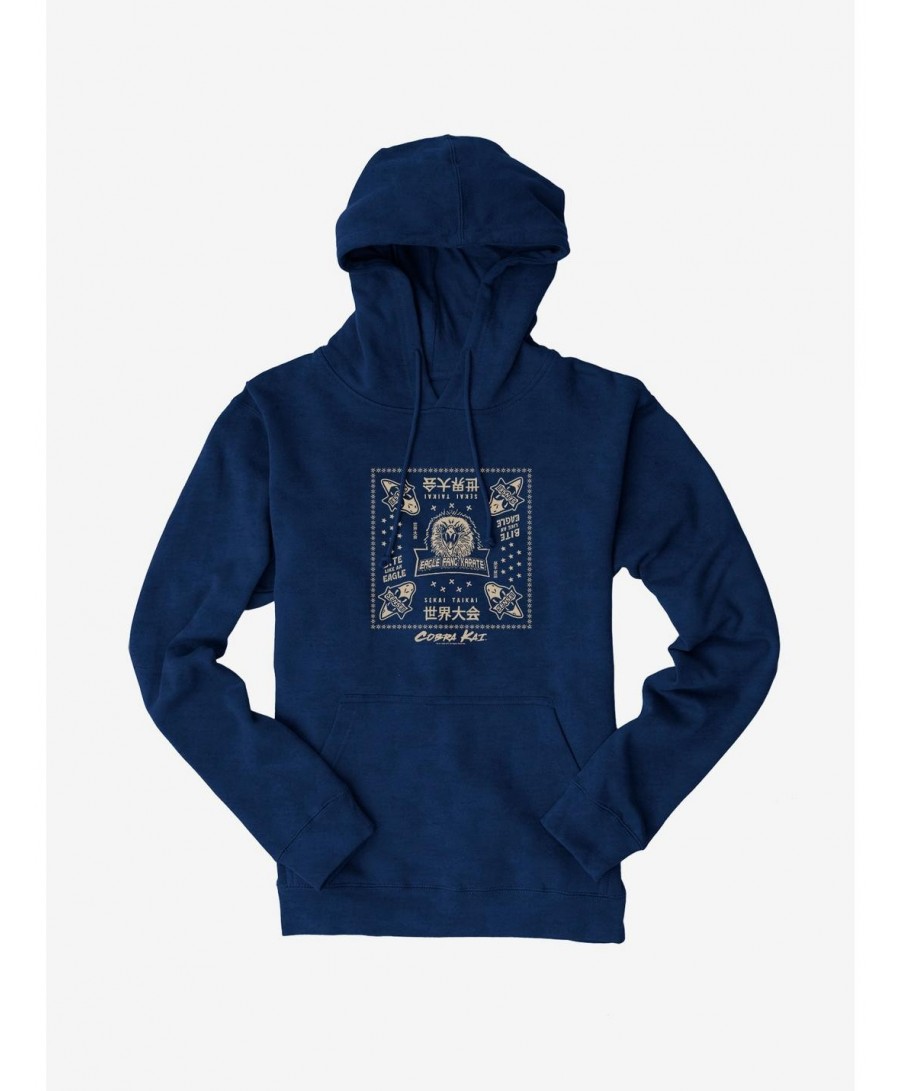 Discount Sale Cobra Kai Eagle Fang Karate Sekai Taikai Hoodie $11.85 Hoodies