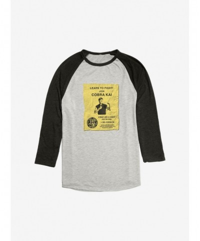 Hot Sale Cobra Kai Dojo Flyer Raglan $10.64 Raglans