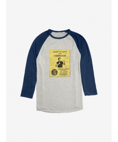 Hot Sale Cobra Kai Dojo Flyer Raglan $10.64 Raglans