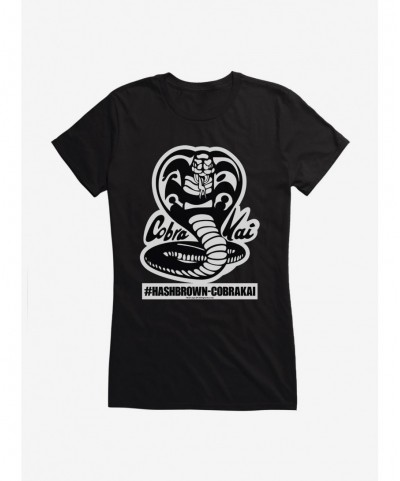 Unique Cobra Kai Black And White Logo Hash Brown Girls T-Shirt $7.17 T-Shirts